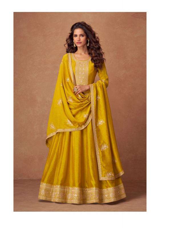 Aashirwad Creation Presents Rashmika Fully Stitch Silk Party Wear Gown Catalog Wholesaler And Exporter In  Surat 