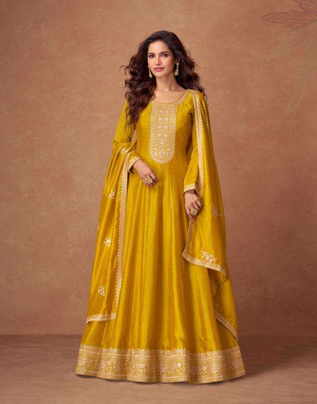 Aashirwad Creation Presents Rashmika Fully Stitch Silk Party Wear Gown Catalog Wholesaler And Exporter In  Surat 