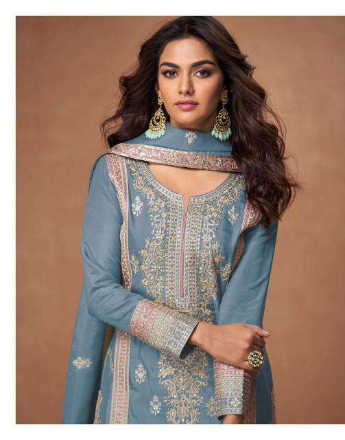 aashirwad creation presents tashi full stitch organza simar silk exclusive salwar suits catalog wholesaler and exporter 
