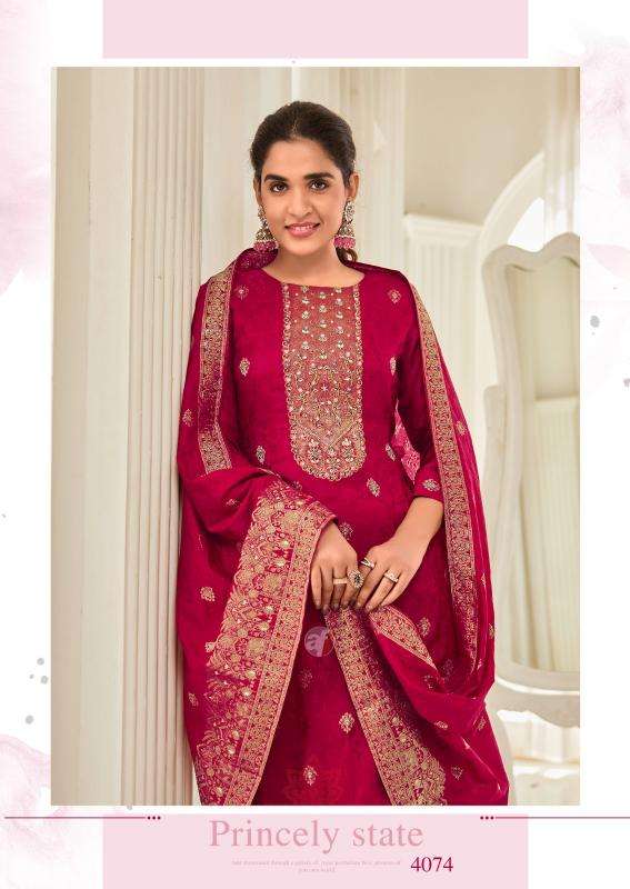 anju fab presents silk affair vol-5 fully stitch dola silk with jacquard party wear suit for womens catalog wholesaler and exporter 