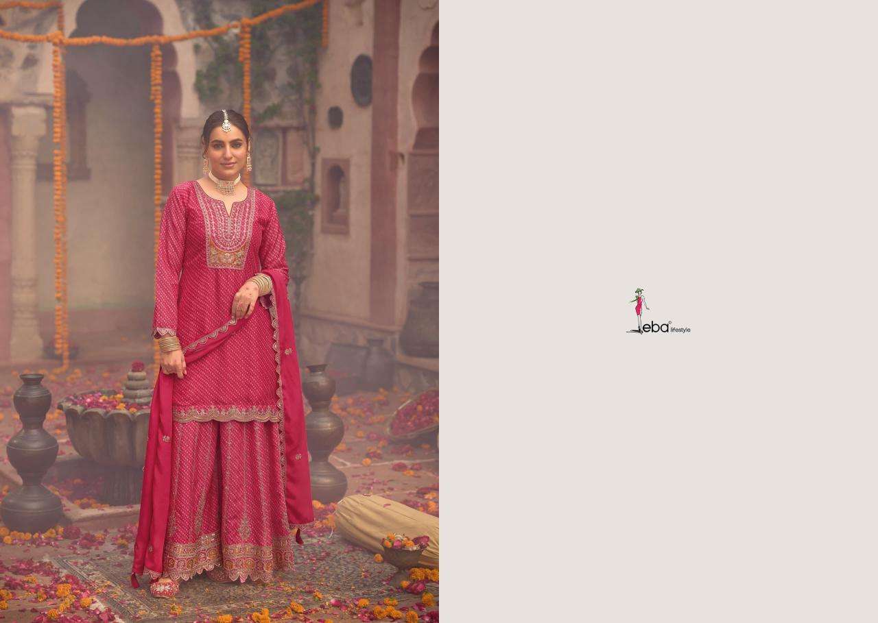 eba lifestyle presents rashmika chinon readymade party wear plazzo suit catalog wholesaler and exporter in surat