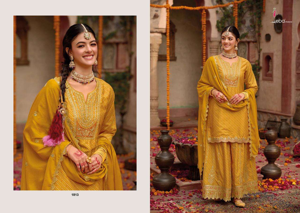eba lifestyle presents rashmika chinon readymade party wear plazzo suit catalog wholesaler and exporter in surat