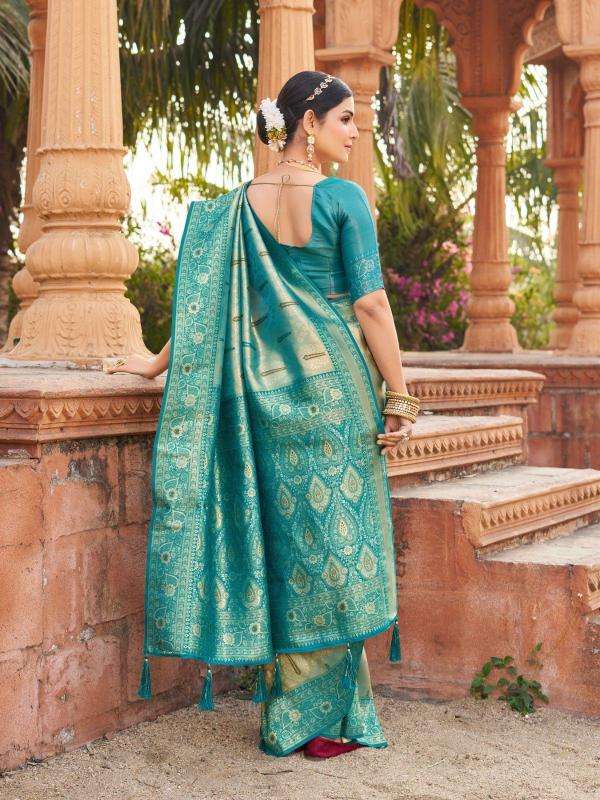 gobuni presents shubharambh 1101-1106 banarasi silk best sarees catalog wholesaler and exporter in surat