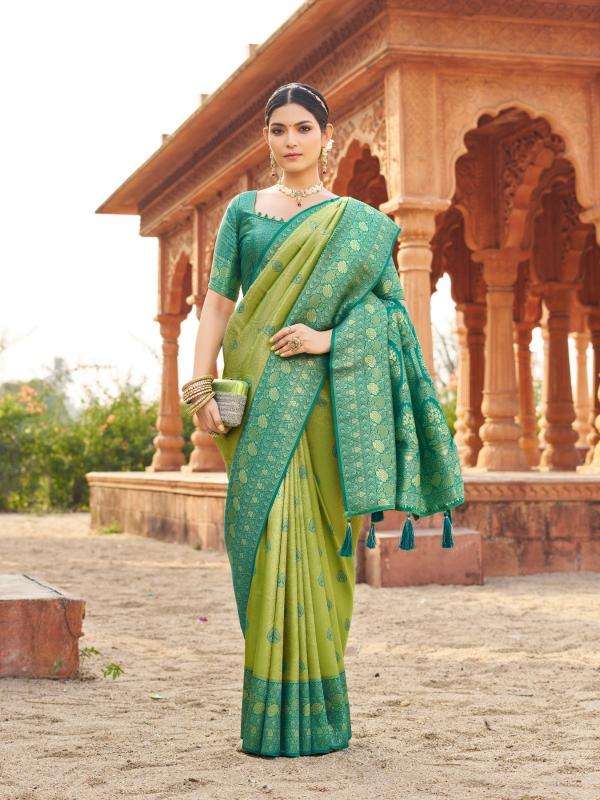 gobuni presents shubharambh 1101-1106 banarasi silk best sarees catalog wholesaler and exporter in surat