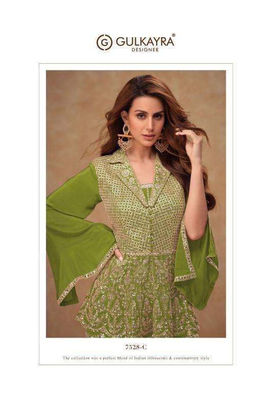 gulkayra designer presents dilkash fully stitch chinon elegant style plazzo suit catalog wholesaler and exporter 