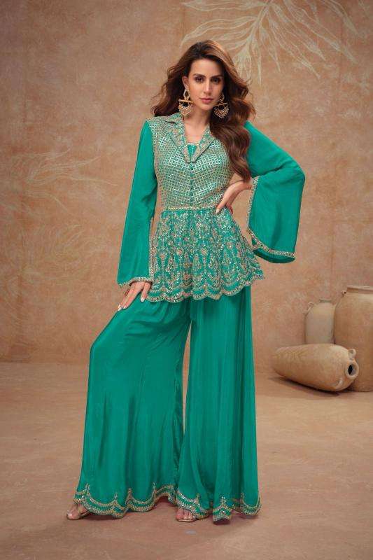 gulkayra designer presents dilkash fully stitch chinon elegant style plazzo suit catalog wholesaler and exporter 