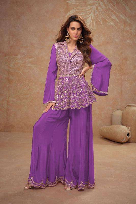 gulkayra designer presents dilkash fully stitch chinon elegant style plazzo suit catalog wholesaler and exporter 