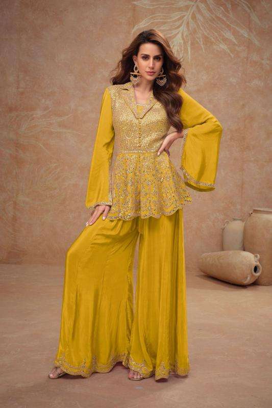 gulkayra designer presents dilkash fully stitch chinon elegant style plazzo suit catalog wholesaler and exporter 