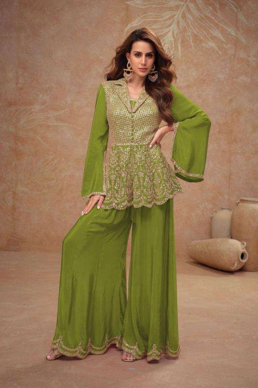 gulkayra designer presents dilkash fully stitch chinon elegant style plazzo suit catalog wholesaler and exporter 