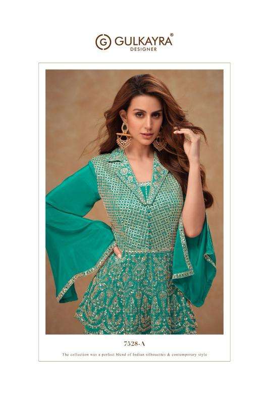 gulkayra designer presents dilkash fully stitch chinon elegant style plazzo suit catalog wholesaler and exporter 