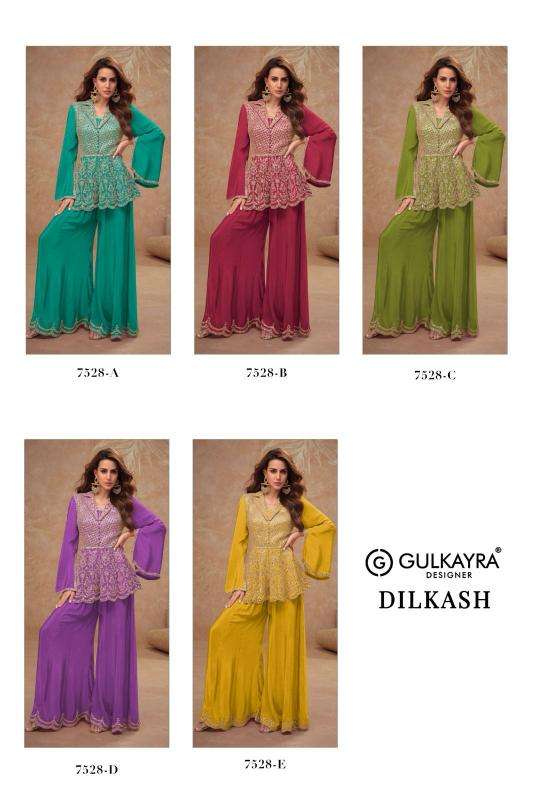 gulkayra designer presents dilkash fully stitch chinon elegant style plazzo suit catalog wholesaler and exporter 