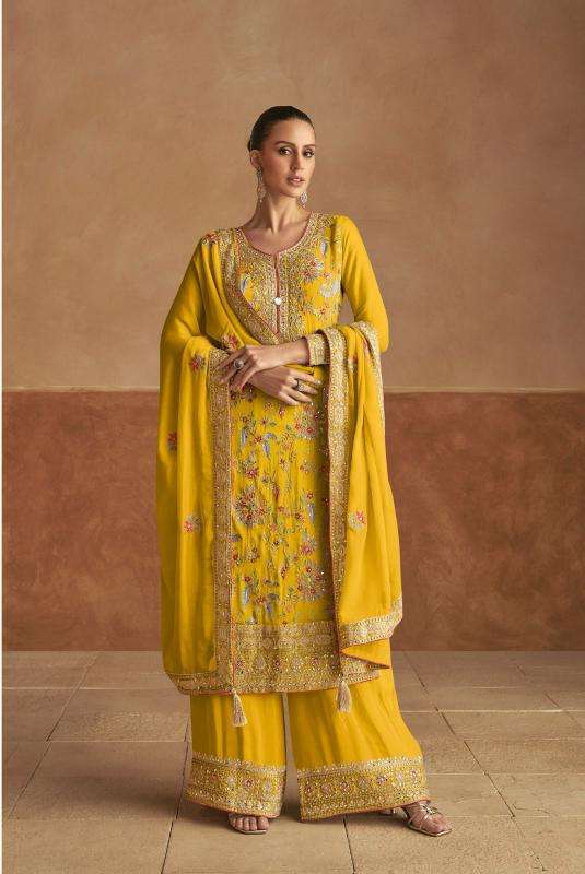 gulkayra designer presents lahza new colour fully stitch chinon designer plazzo suit catalog wholesaler and exporter 