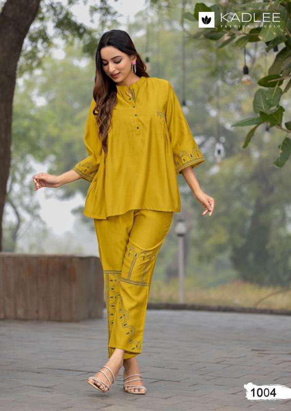 Kadlee Presents High Touch Viscose Weaving Readymade Stylish Co-ord Sets Catalog Wholesaler And Exporter In Surat