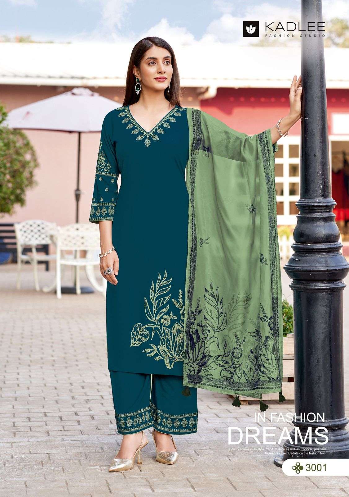 kadlee presents kamyaa rayon readymade classic kurti with bottom and duppata catalog wholesaler and exports