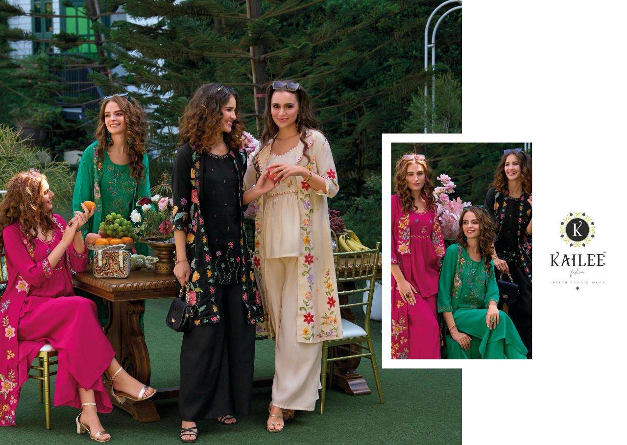 kailee fashion presents bloom readymade viscose organza gorgeous koti style kurtis catalog wholesaler and exporter 