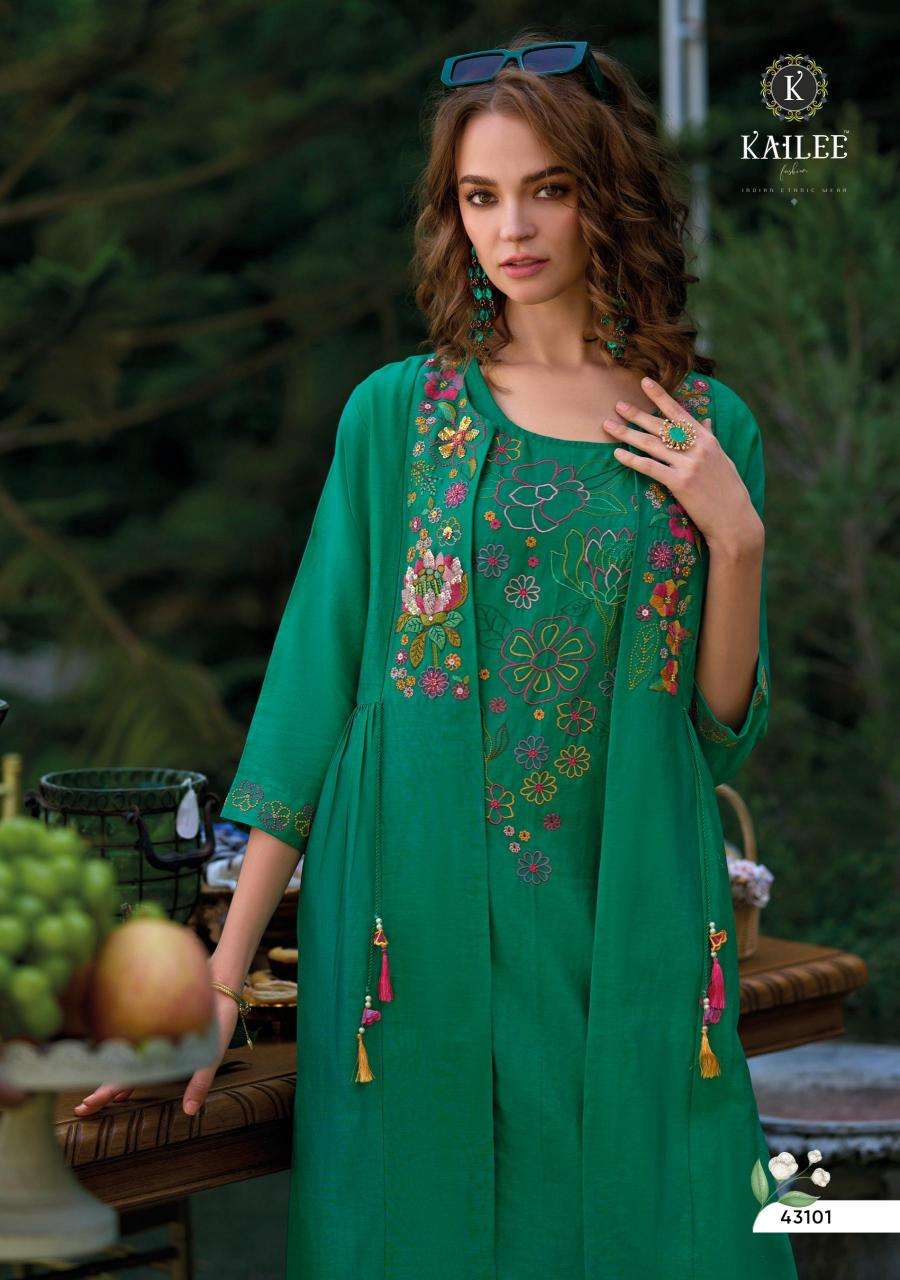 kailee fashion presents bloom readymade viscose organza gorgeous koti style kurtis catalog wholesaler and exporter 