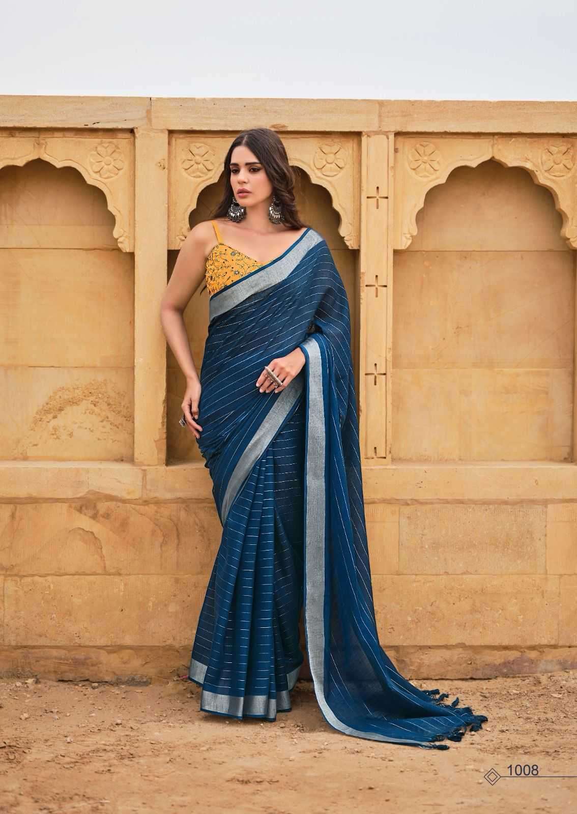 KASHVI CREATION ABHILASHA VOL-3 BEAUTIFUL LINEN SILK SAREES CATALOGV WHOLESALER AND EXPORTER 