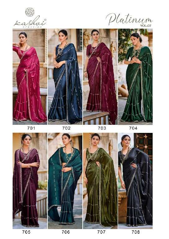 kashvi creation presents platinum vol-7 silk shop trendy printed saree catalog wholesaler and exporter 