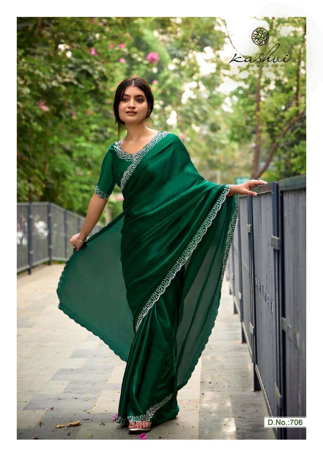 Kashvi Creation Presents Silver Stone Vol-7 Jharkan Work Fashionable Sarees Catalog Wholesaler And Exporter in Surat