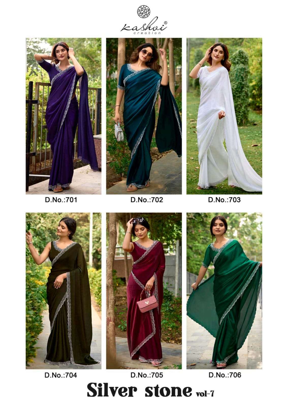 Kashvi Creation Presents Silver Stone Vol-7 Jharkan Work Fashionable Sarees Catalog Wholesaler And Exporter in Surat