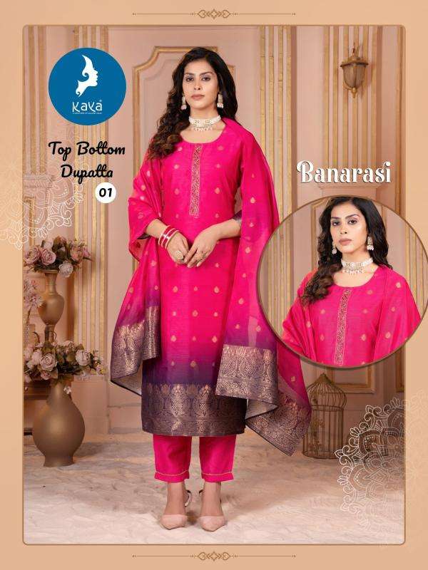 kaya presents banarasi chanderi jacquard plus size readymade kurtis catalog wholesaler and exporter 