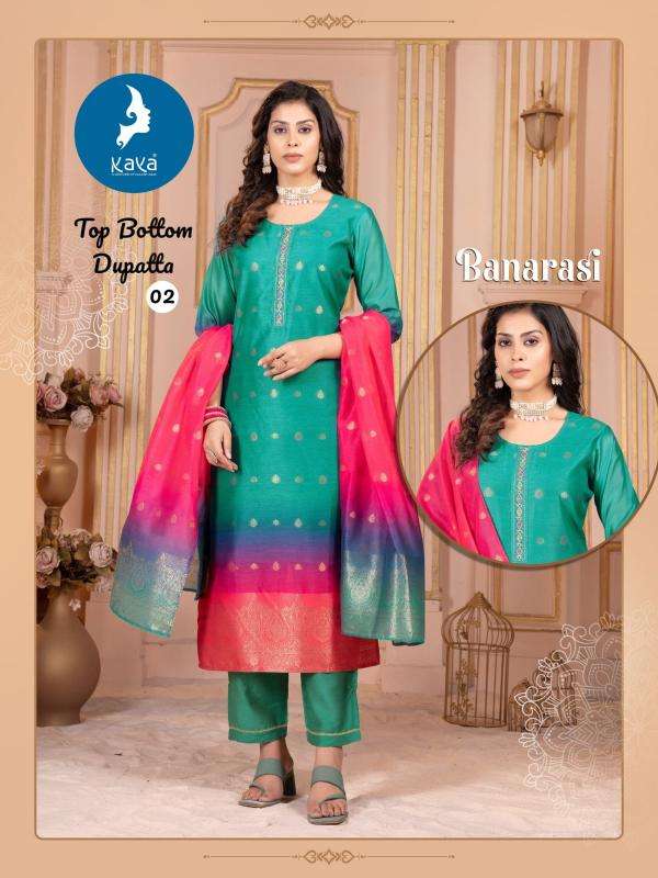 kaya presents banarasi chanderi jacquard plus size readymade kurtis catalog wholesaler and exporter 
