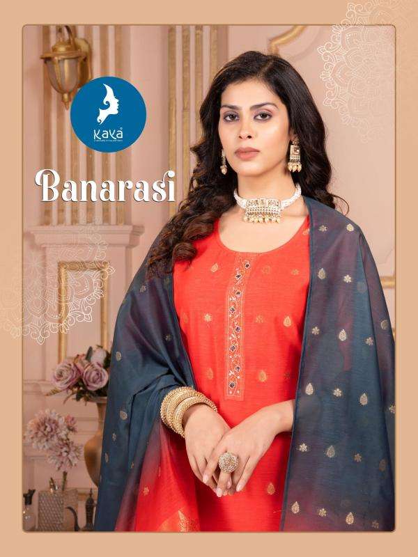 kaya presents banarasi chanderi jacquard plus size readymade kurtis catalog wholesaler and exporter 