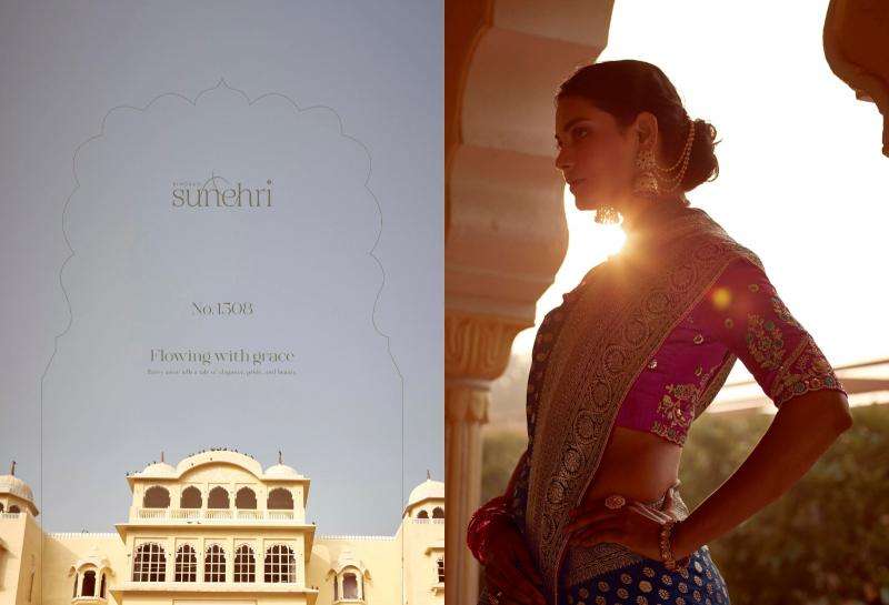 KIMORA PRESENTS SUNEHRI RANG MAHAL WEDDING STYLE FANCY PURE DOLA SILK SAREE CATALOG WHOLESALER AND EXPORTER 