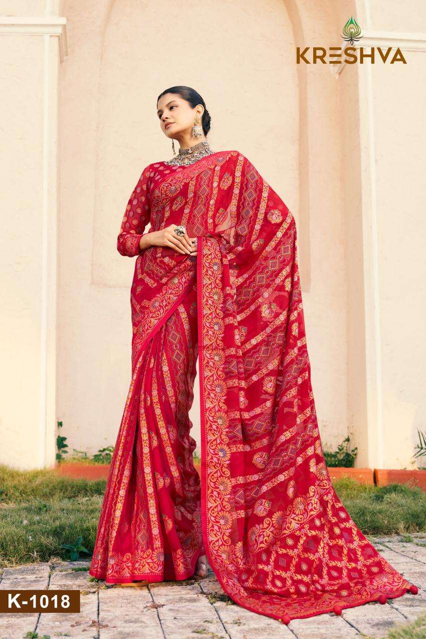 kreshva presents akshara georgette shop trendy sarees catalog wholesaler and exporter 