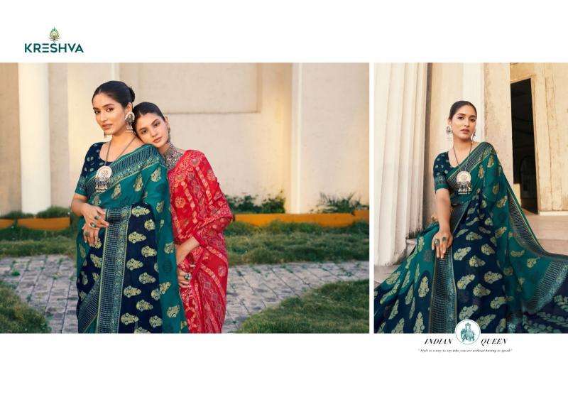 kreshva presents akshara georgette shop trendy sarees catalog wholesaler and exporter 