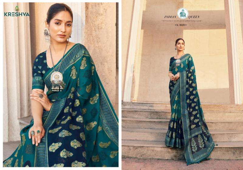 kreshva presents akshara georgette shop trendy sarees catalog wholesaler and exporter 