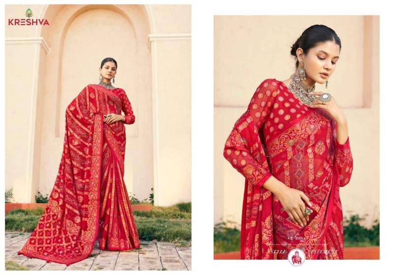 kreshva presents akshara georgette shop trendy sarees catalog wholesaler and exporter 