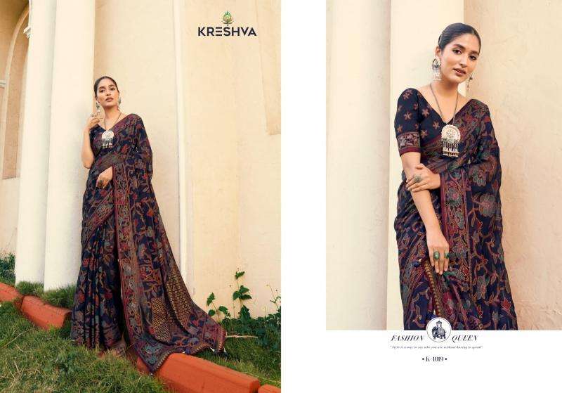 kreshva presents akshara georgette shop trendy sarees catalog wholesaler and exporter 