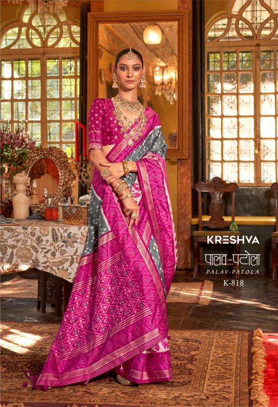 kreshva presents palav patola silk luxury print designer saree for womens catalog wholesaler and exporter in surat