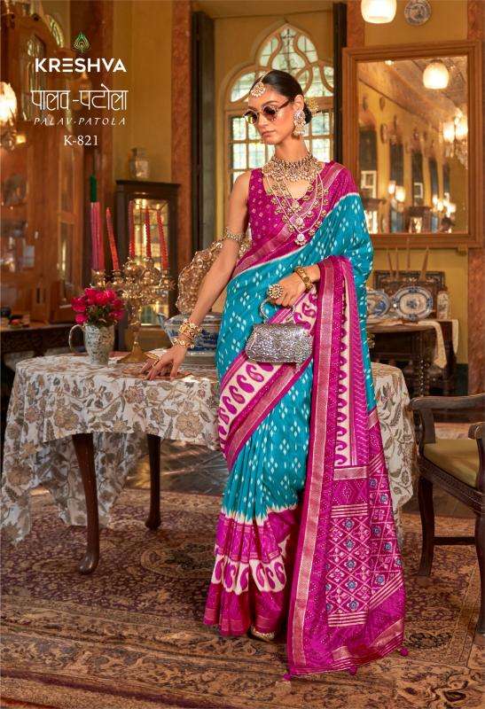kreshva presents palav patola silk luxury print designer saree for womens catalog wholesaler and exporter in surat