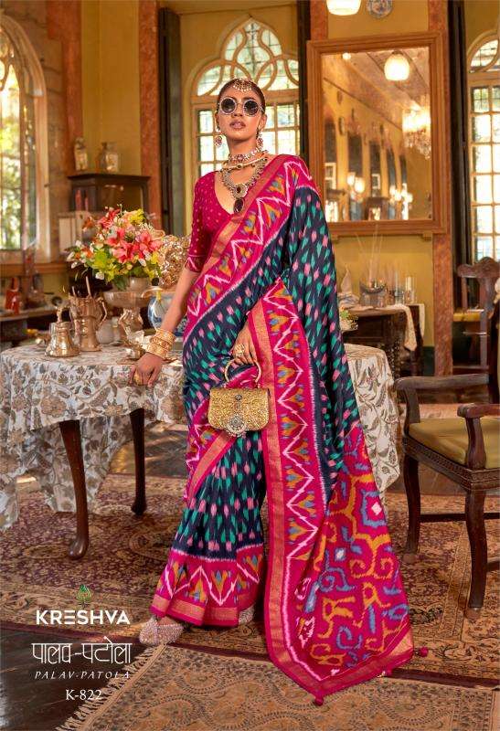 kreshva presents palav patola silk luxury print designer saree for womens catalog wholesaler and exporter in surat