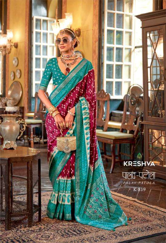 kreshva presents palav patola silk luxury print designer saree for womens catalog wholesaler and exporter in surat