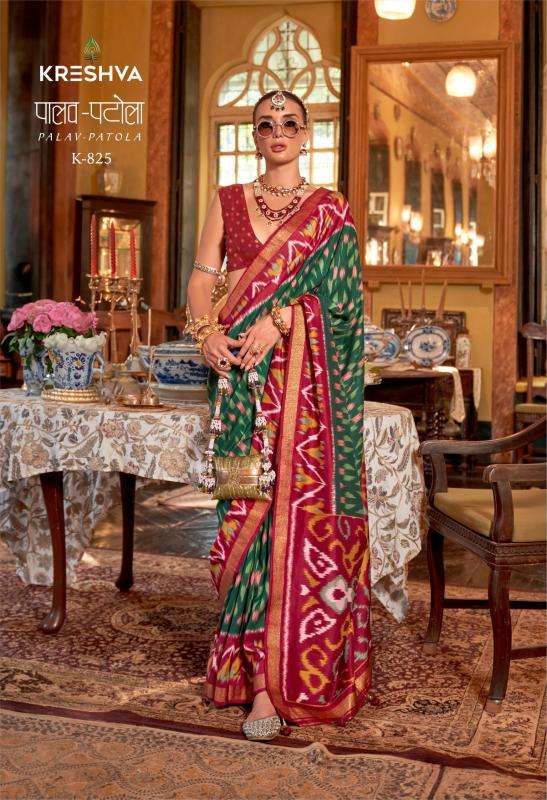 kreshva presents palav patola silk luxury print designer saree for womens catalog wholesaler and exporter in surat