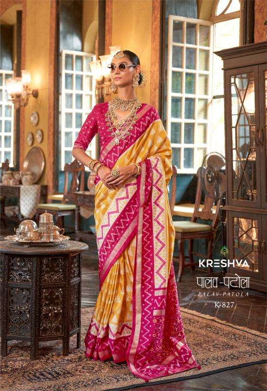 kreshva presents palav patola silk luxury print designer saree for womens catalog wholesaler and exporter in surat