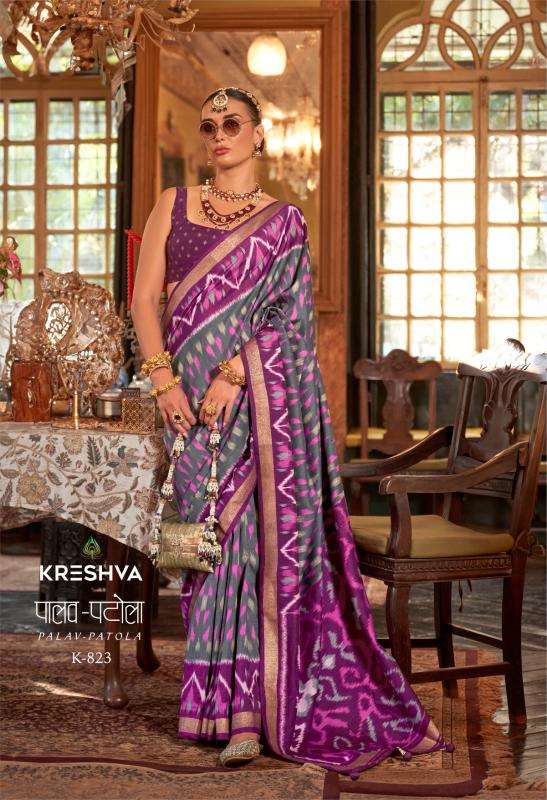 kreshva presents palav patola silk luxury print designer saree for womens catalog wholesaler and exporter in surat