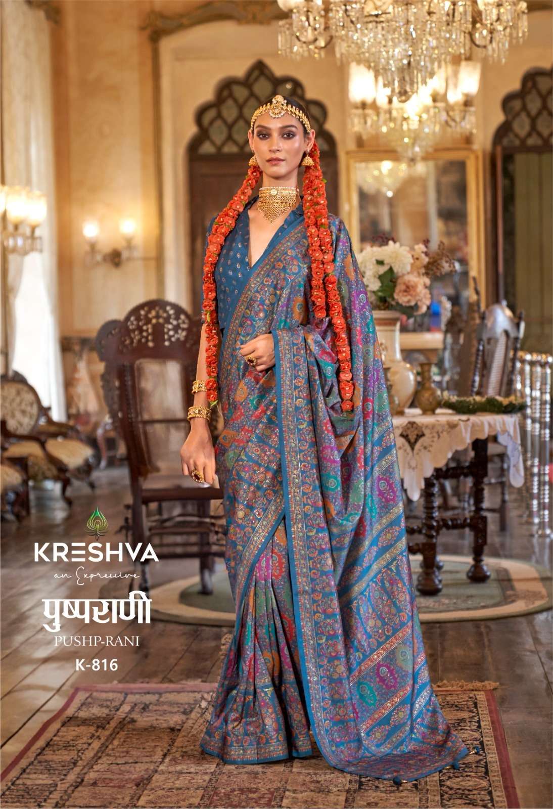 kreshva presents pushpa rani  wedding wear silk saree catalog wholesaler and exporter in surat