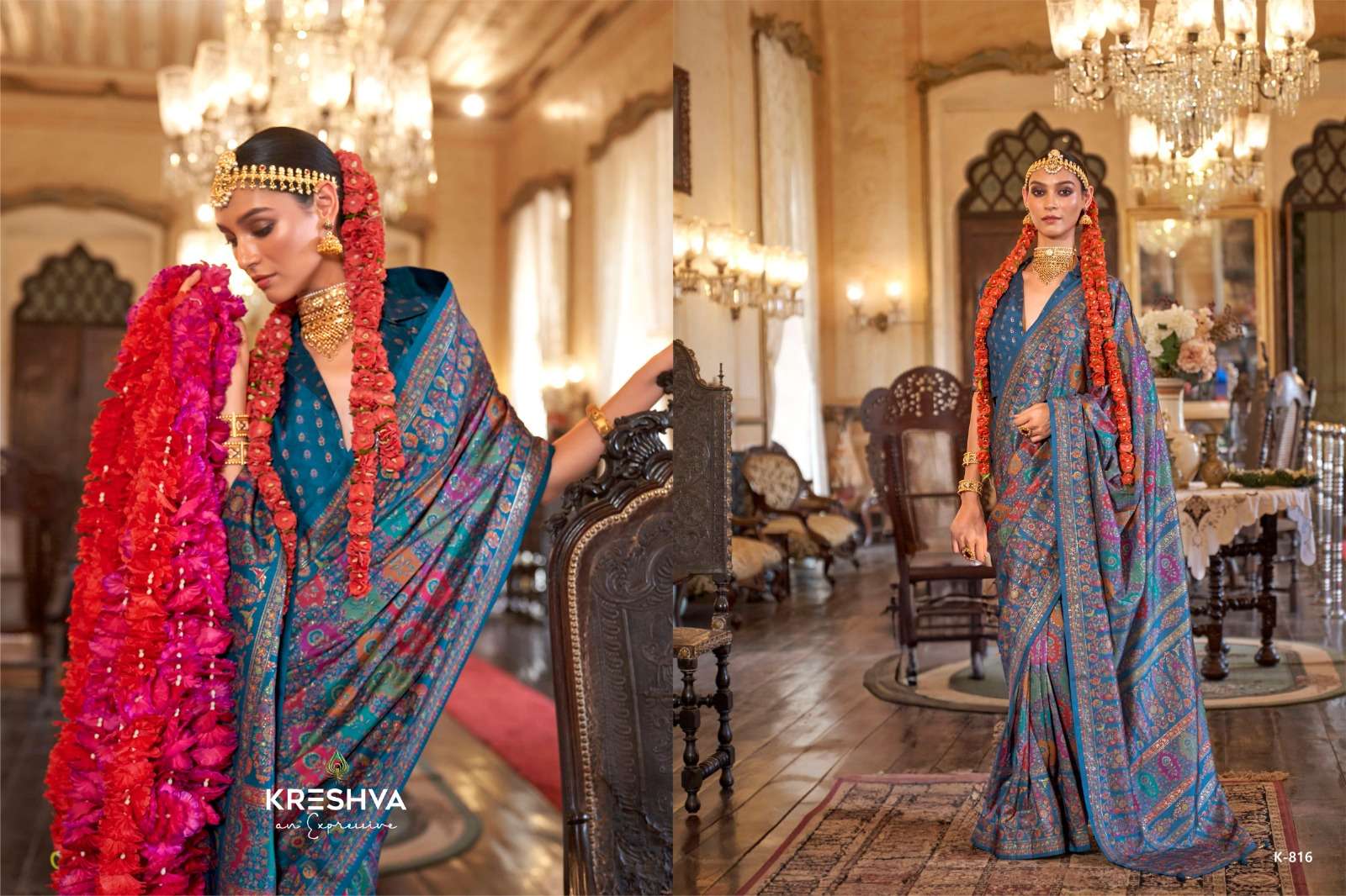 kreshva presents pushpa rani  wedding wear silk saree catalog wholesaler and exporter in surat