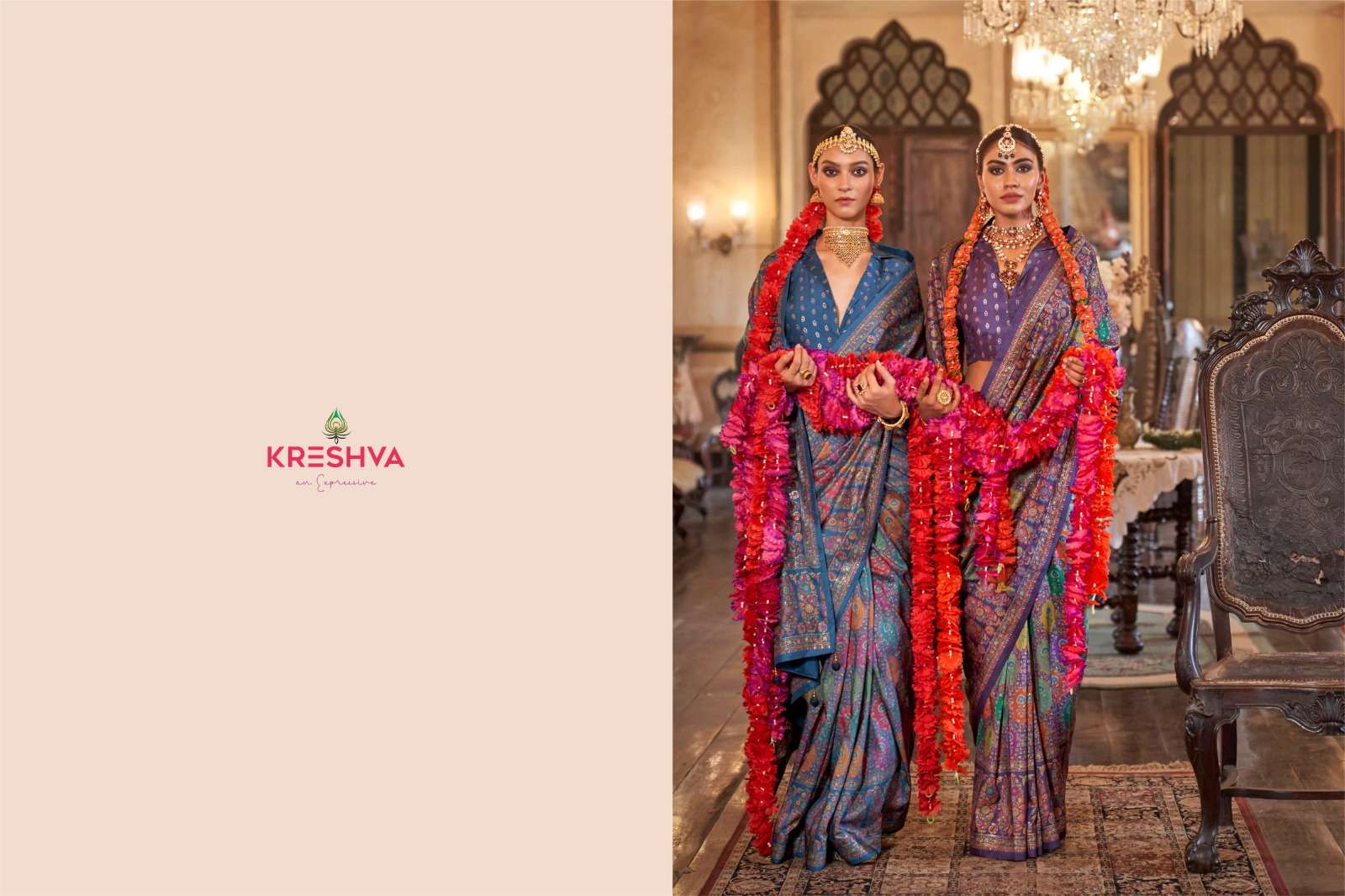 kreshva presents pushpa rani  wedding wear silk saree catalog wholesaler and exporter in surat