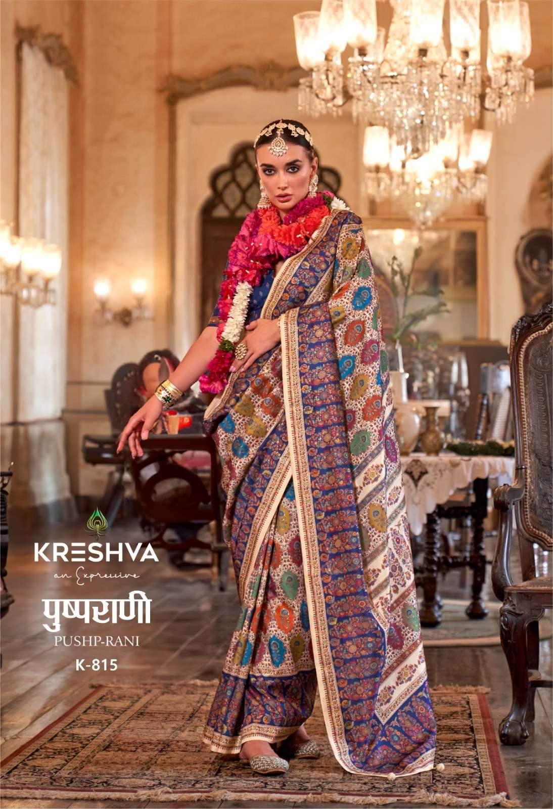 kreshva presents pushpa rani  wedding wear silk saree catalog wholesaler and exporter in surat