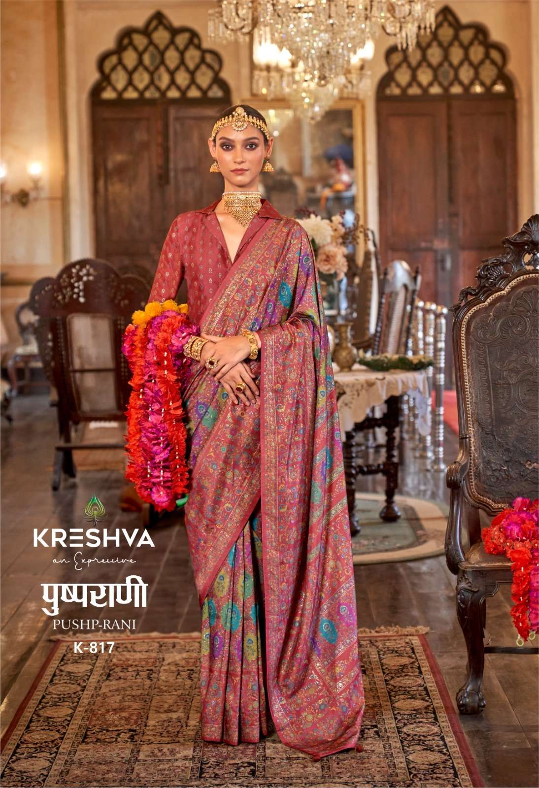 kreshva presents pushpa rani  wedding wear silk saree catalog wholesaler and exporter in surat