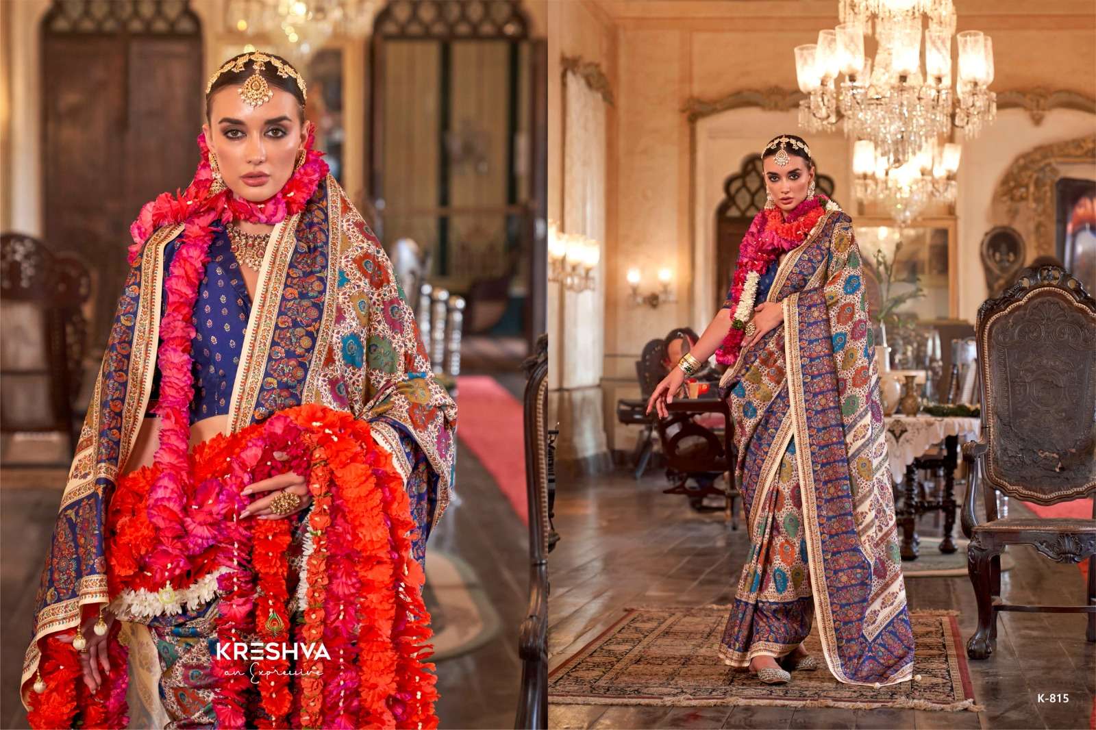 kreshva presents pushpa rani  wedding wear silk saree catalog wholesaler and exporter in surat
