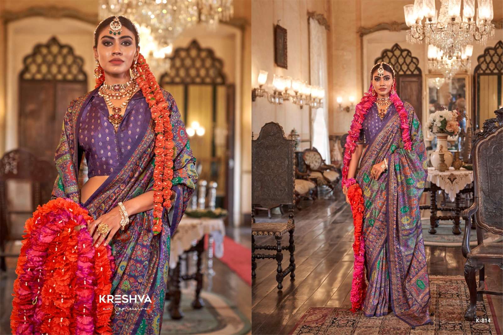 kreshva presents pushpa rani  wedding wear silk saree catalog wholesaler and exporter in surat