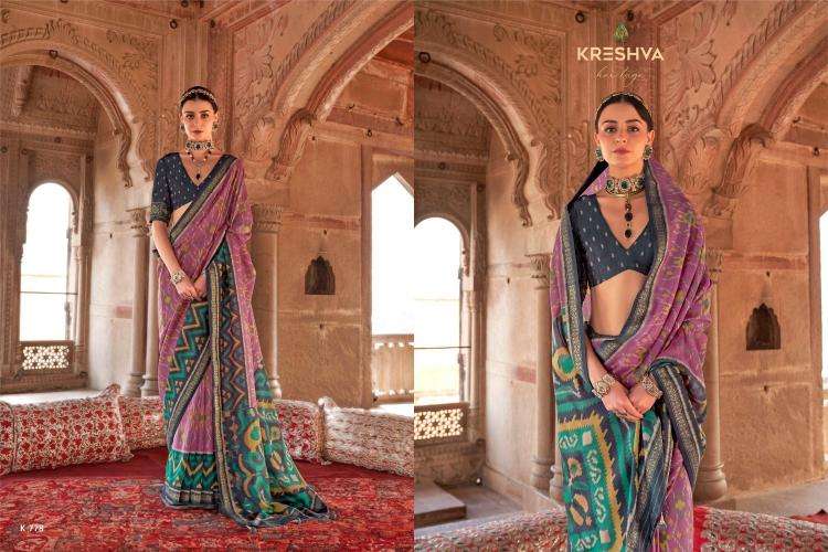 kreshva presents rang vatika 771-782 two tone georgette party wear saree catalog wholesaler and exporter in surat