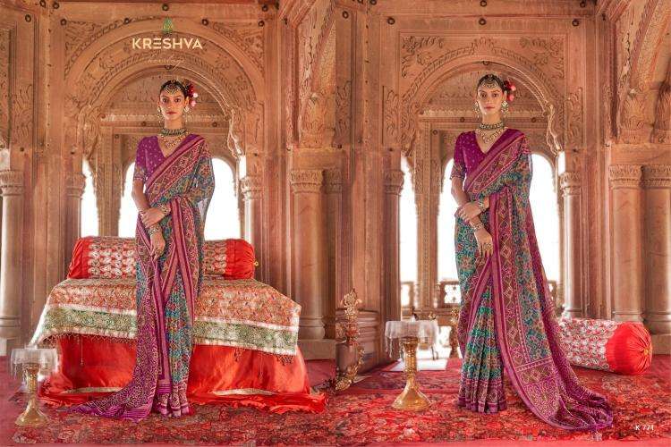 kreshva presents rang vatika 771-782 two tone georgette party wear saree catalog wholesaler and exporter in surat