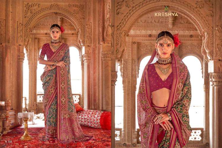 kreshva presents rang vatika 771-782 two tone georgette party wear saree catalog wholesaler and exporter in surat